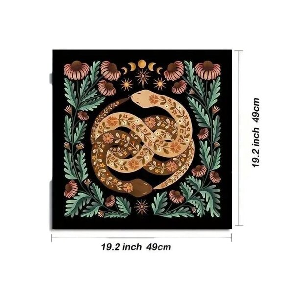 Bohemian Snake & Botanical Tarot Cloth 19" Square - Picture 3 of 10